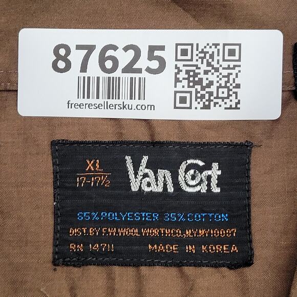 Vintage 70s Van-Cort MOD Button Shirt XL 24x30 Brown - Picture 6 of 12